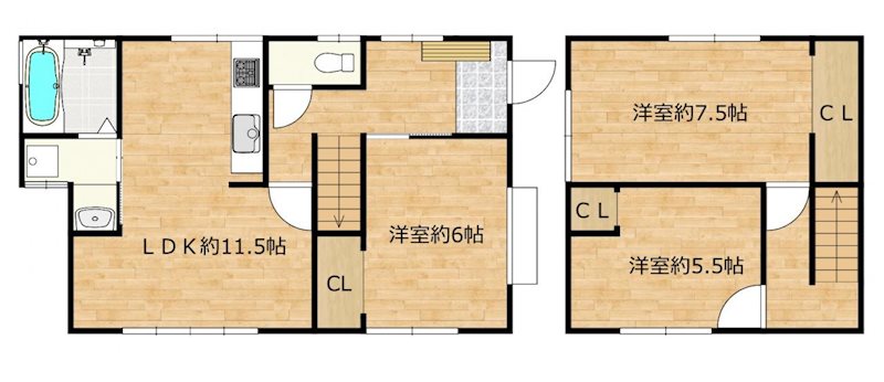 東区長嶺東4丁目戸建 間取り図