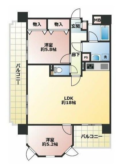 朝日プラザ京町 401号室 間取り