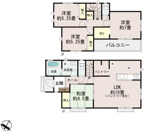 ハートフルタウン西区戸坂町A号棟新築戸建  間取り図