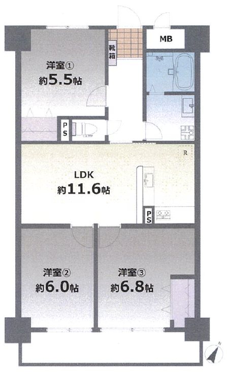 グランピアリバーサイド  305号室 間取り
