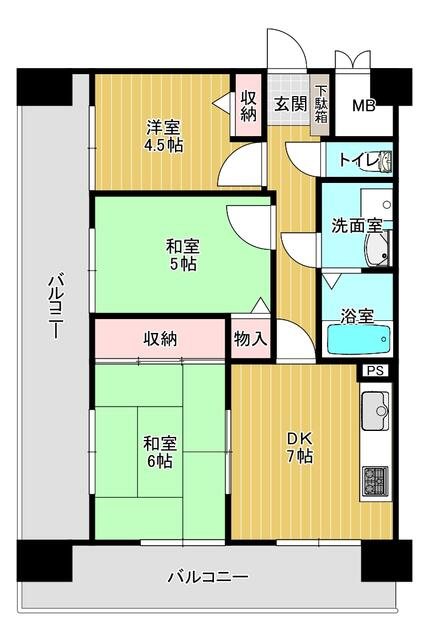コアマンション神水橋 401号室 間取り図