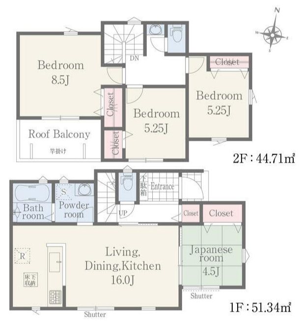 リナージュ・ネクスジー北区八景水谷3丁目第1期2号棟新築戸建 間取り図