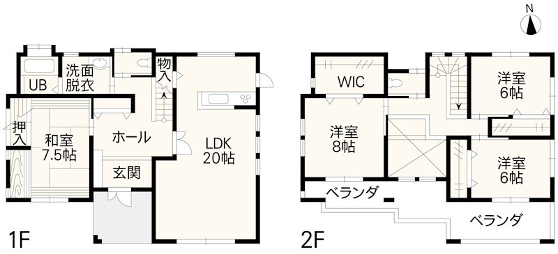 北区八景水谷2丁目戸建 間取り図