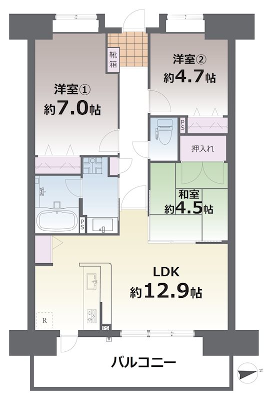 エイルマンション熊本駅東マークウエスト 410号室 間取り図