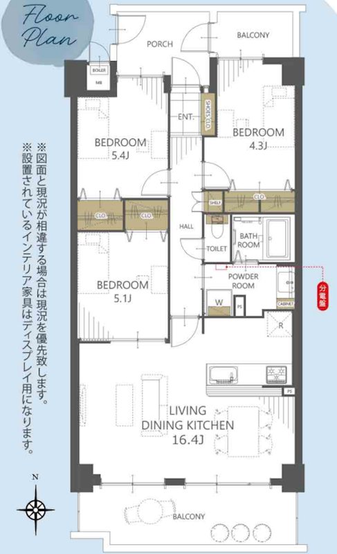 サーパス島崎 807号室 間取り図