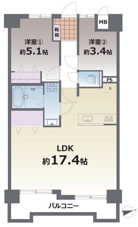 トーカンマンション新・米屋町  1004号室 間取り