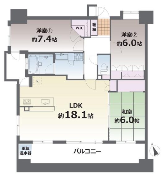 コアマンション辛島公園ゼクシス 1201号室 間取り