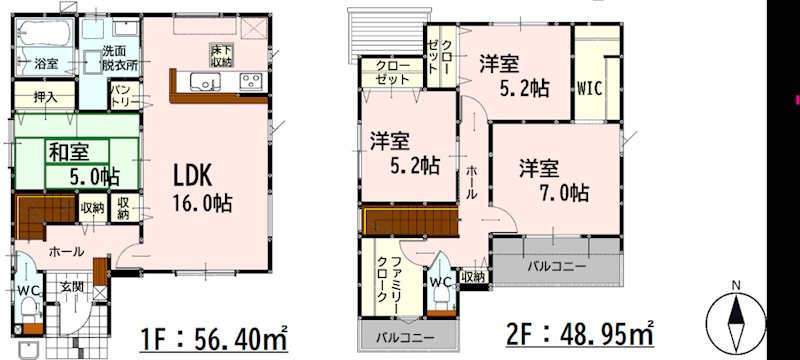 よかタウン中央区水前寺2丁目1期1号棟新築戸建 間取り図