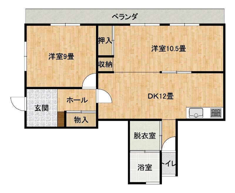 京町台ハイツ  405号室 間取り