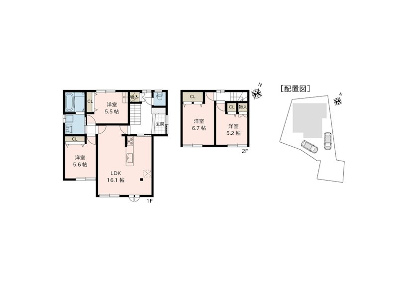 西区島崎7丁目戸建 間取り図
