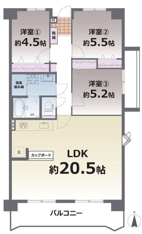 シュリアン熊本南 607号室 間取り図