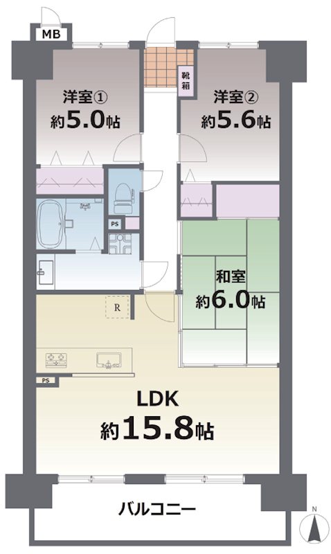 コアマンション新水前寺Ⅰ 509号室 間取り