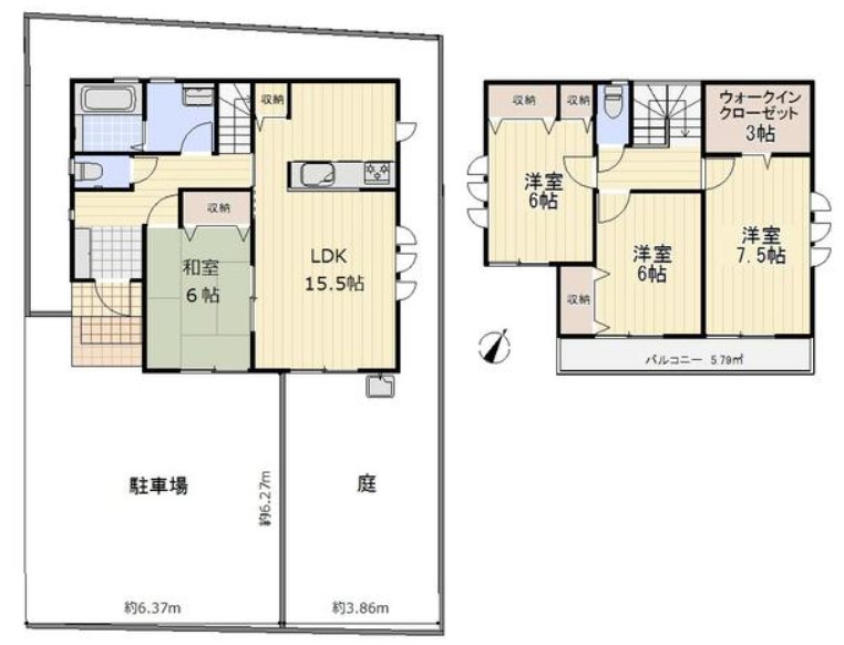 上益城郡嘉島町鯰戸建 間取り図