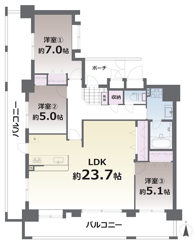 チュリス新屋敷東 502号室 間取り