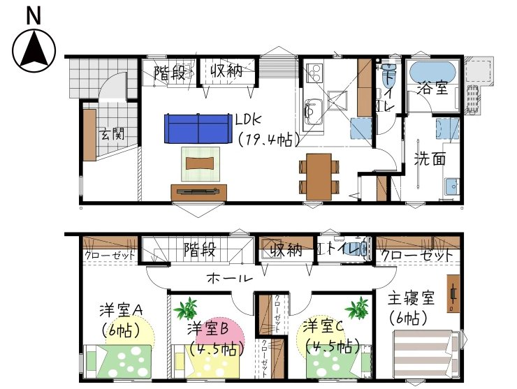 【アイパッソの家】南区砂原町3期1号地 間取り図