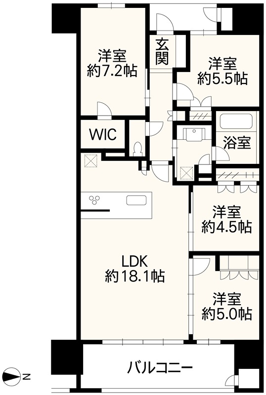 レ・ジェイド上通 1306号室 間取り図
