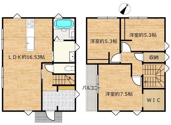 西区河内町岳戸建 間取り図