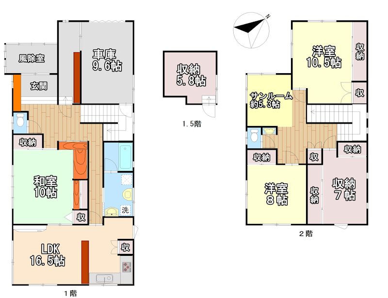 緑1丁目　中古住宅 間取図・土地図