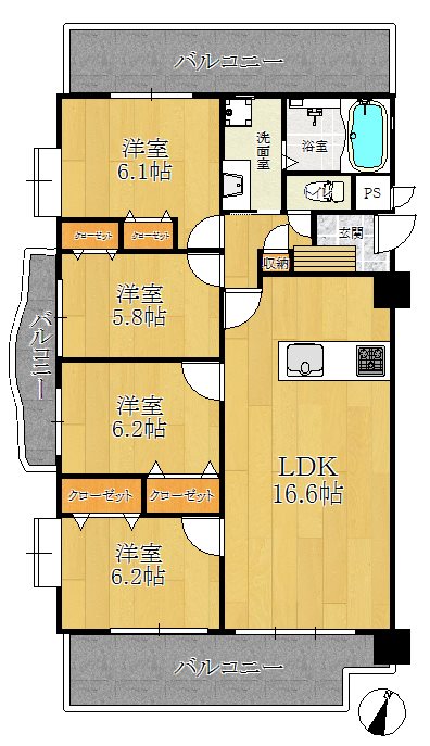 ロイヤルマンション六本松 801号室 間取り図