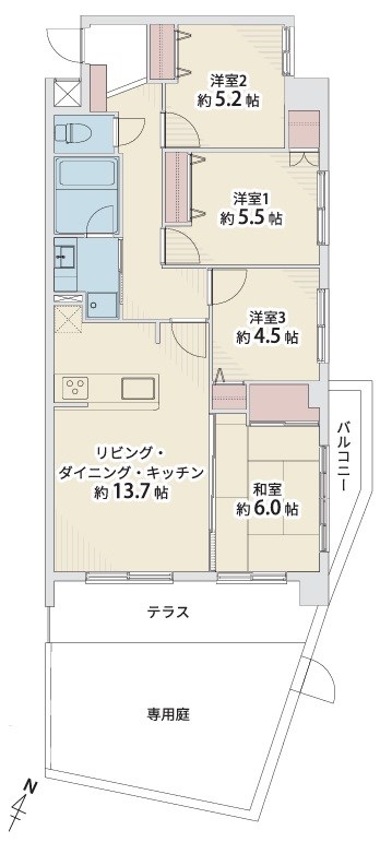 ライオンズマンション周船寺 間取り図