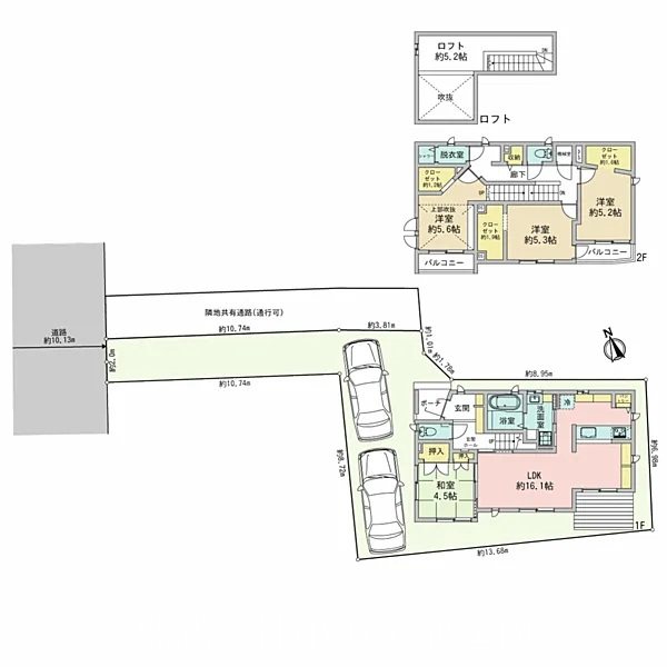 【非公開】茅ヶ崎市今宿　中古戸建 間取図・土地図