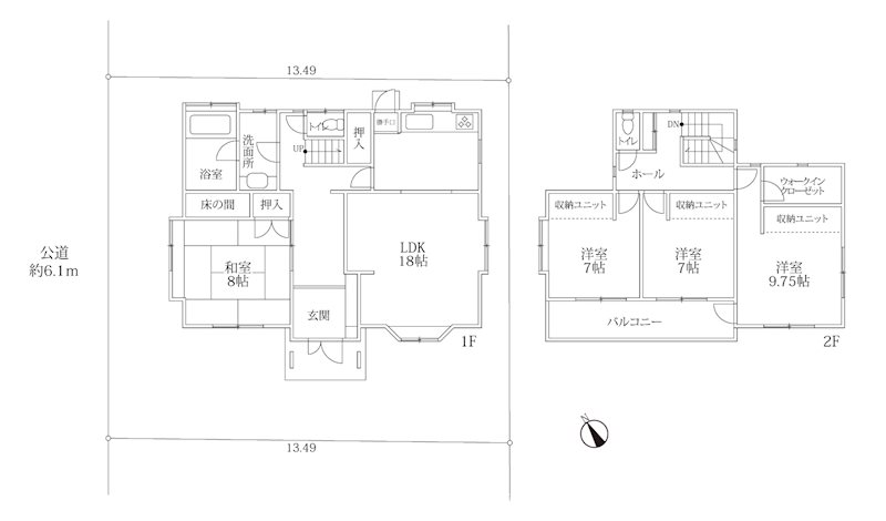 茅ヶ崎市今宿 中古戸建 間取図・土地図