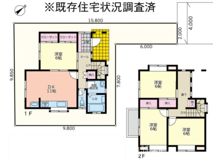 【非公開】藤沢市白旗３丁目　中古戸建 間取図・土地図