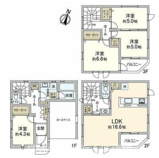 藤沢市湘南台４丁目　新築戸建　１号棟 間取図・土地図