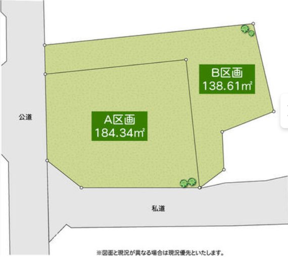 【非公開】茅ヶ崎市中島　売地　Ａ区画 間取図・土地図
