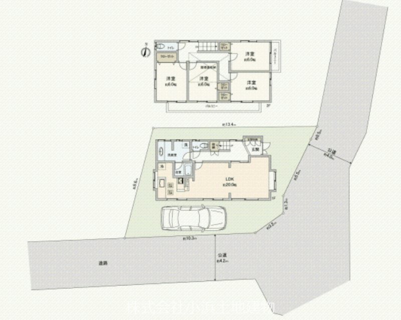 藤沢市大鋸３丁目　中古戸建 間取図・土地図