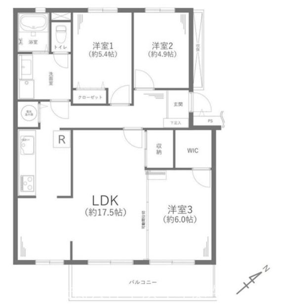 コーポ鵠沼　Ｂ棟 間取図・土地図