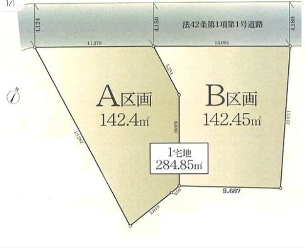 【非公開】茅ヶ崎市美住町　売地　Ｂ区画 間取図・土地図