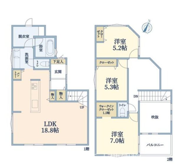 藤沢市大庭　新築戸建　Ｂ棟 間取図・土地図