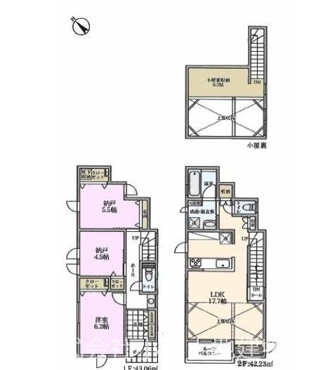 茅ヶ崎市出口町　新築戸建　５号棟 間取図・土地図