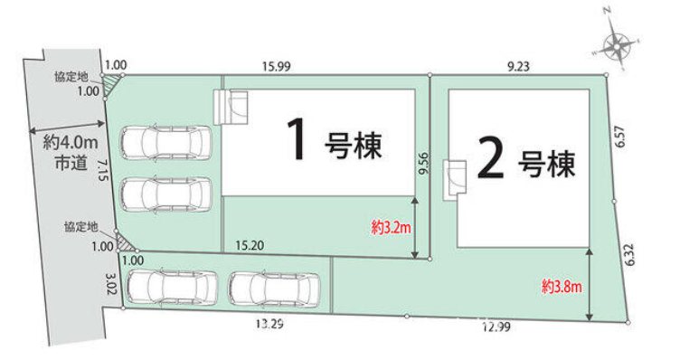 【非公開】茅ヶ崎市萩園　新築戸建　２号棟 全体区画図