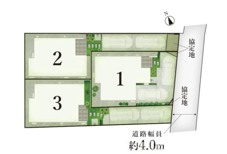 藤沢市本鵠沼４丁目　新築戸建　１号棟 全体区画図