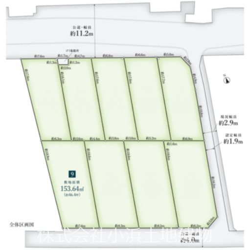 【非公開】茅ヶ崎市赤羽根　売地　９区画 間取図・土地図