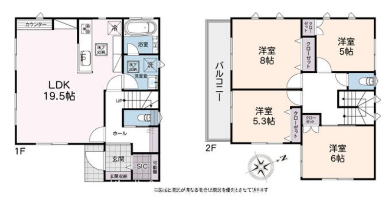 【非公開】藤沢市善行坂１丁目　新築戸建　１号棟 間取図・土地図