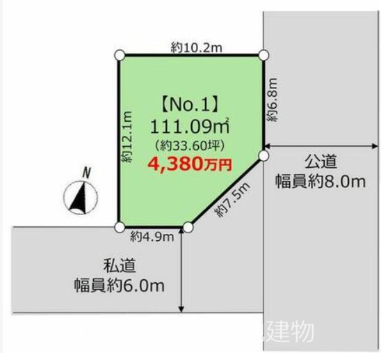 【非公開】茅ヶ崎市白浜町　売地　No.１ 間取図・土地図