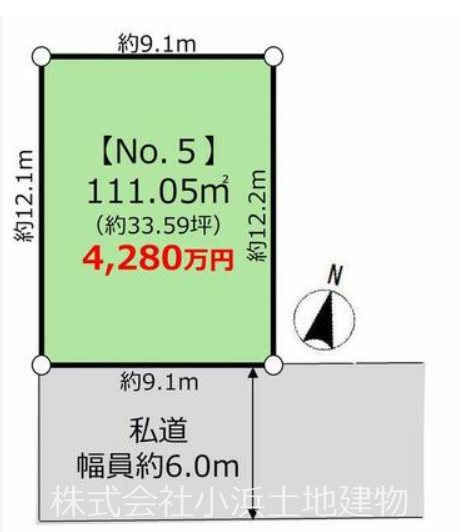 【非公開】茅ヶ崎市白浜町　売地　No.５ 間取図・土地図