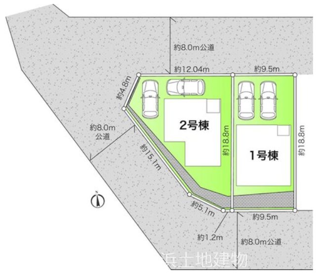 【非公開】藤沢市片瀬山１丁目　新築戸建　１号棟 全体区画図