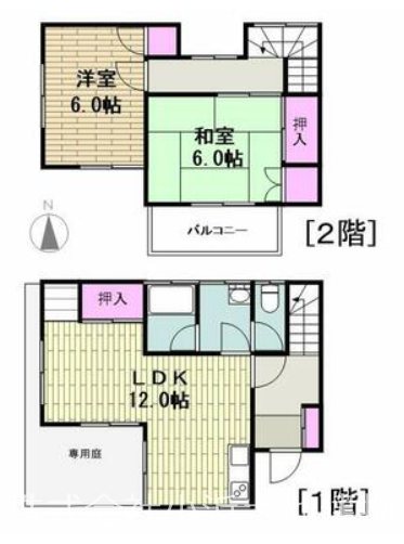 【非公開】茅ヶ崎市白浜町　中古戸建 間取図・土地図