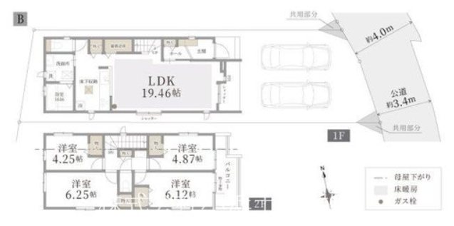 【非公開】藤沢市辻堂元町２丁目　新築戸建　Ｂ棟 間取図・土地図