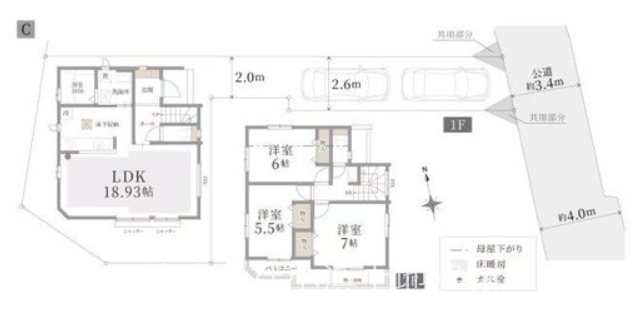 【非公開】藤沢市辻堂元町２丁目　新築戸建　Ｃ棟 間取図・土地図