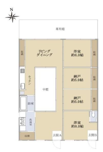 茅ヶ崎市東海岸南４丁目　中古戸建 間取図・土地図