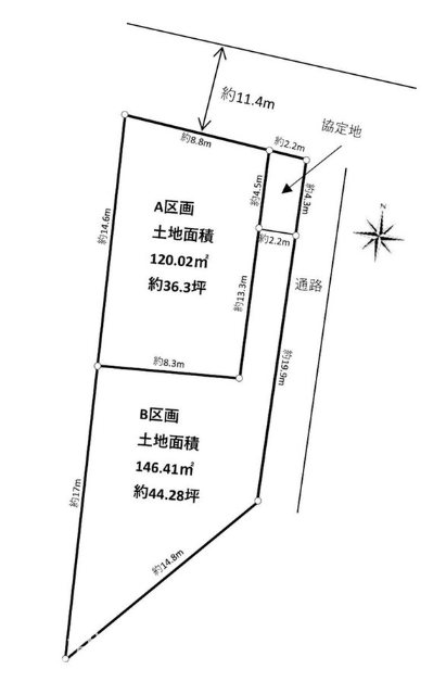 【非公開】茅ヶ崎市赤羽根　売地　Ａ区画 間取図・土地図