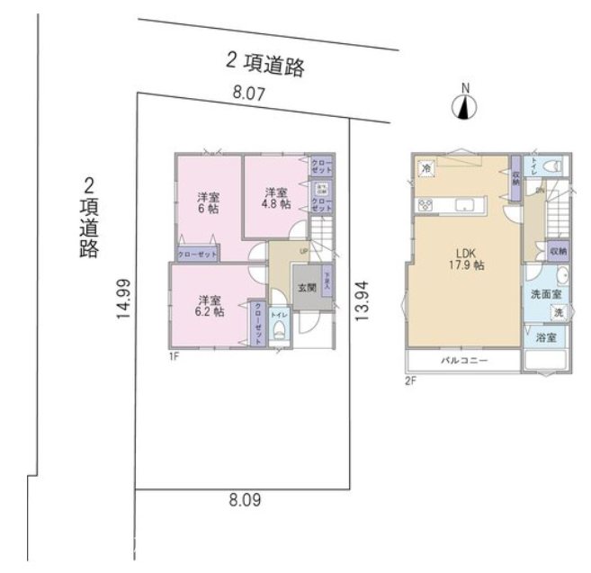 【非公開】藤沢市白旗３丁目　中古戸建 間取図・土地図