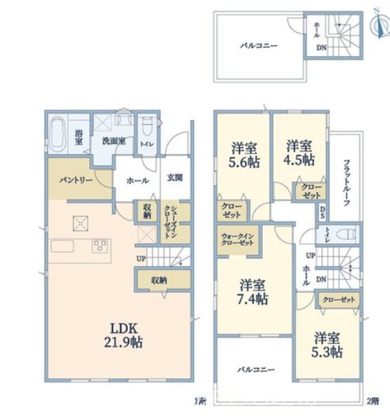 【非公開】藤沢市片瀬山５丁目　新築戸建　No.１ 間取図・土地図