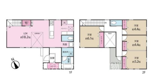 茅ヶ崎市松林１丁目　新築戸建　５号棟 間取図・土地図