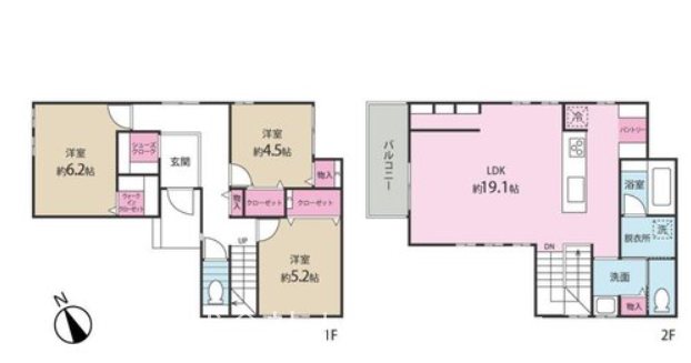 茅ヶ崎市松林１丁目　新築戸建　６号棟 間取図・土地図